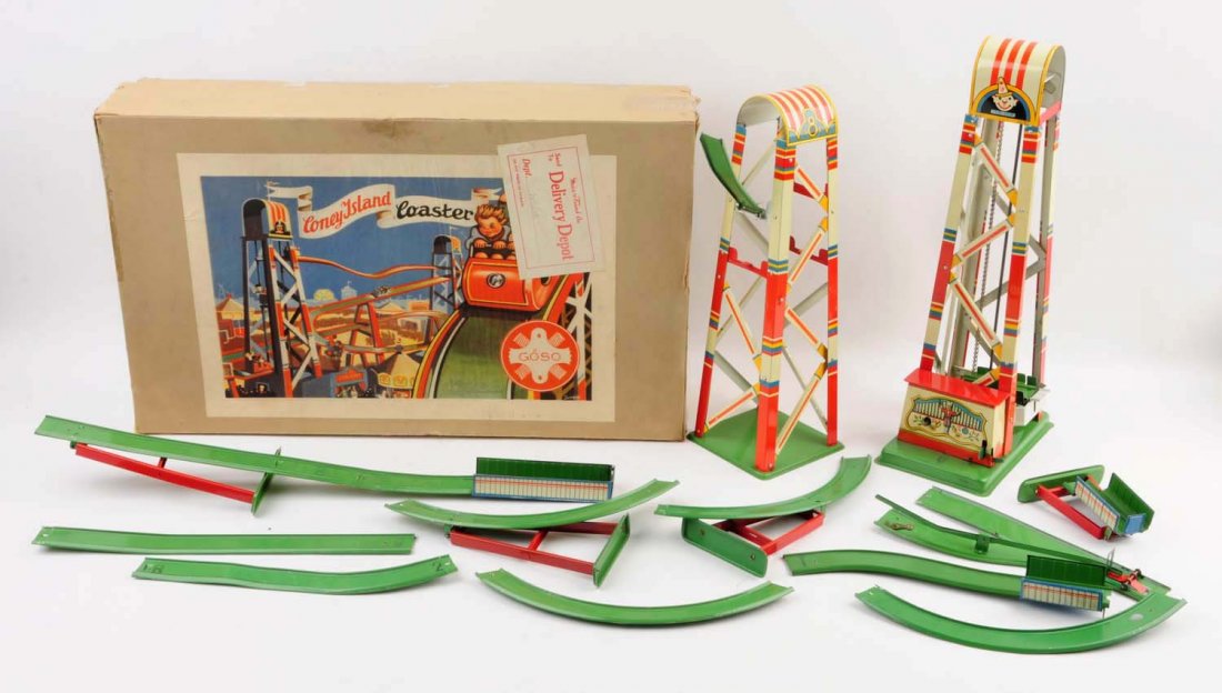 German Tin Litho Wind-Up Coney Island Coaster Toy. (1 of 1)