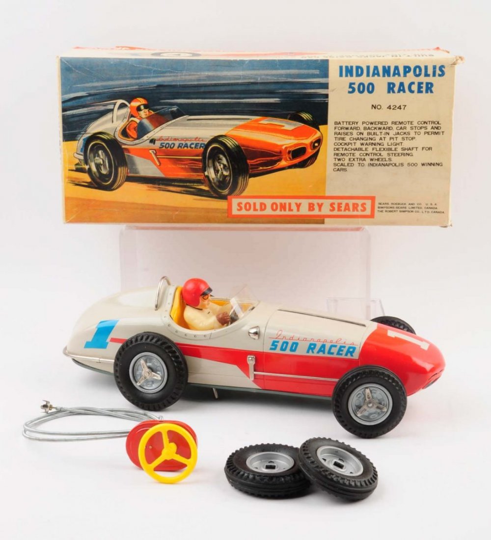 Japanese Battery Operated Tin Litho 500 Race Car. (1 of 7)
