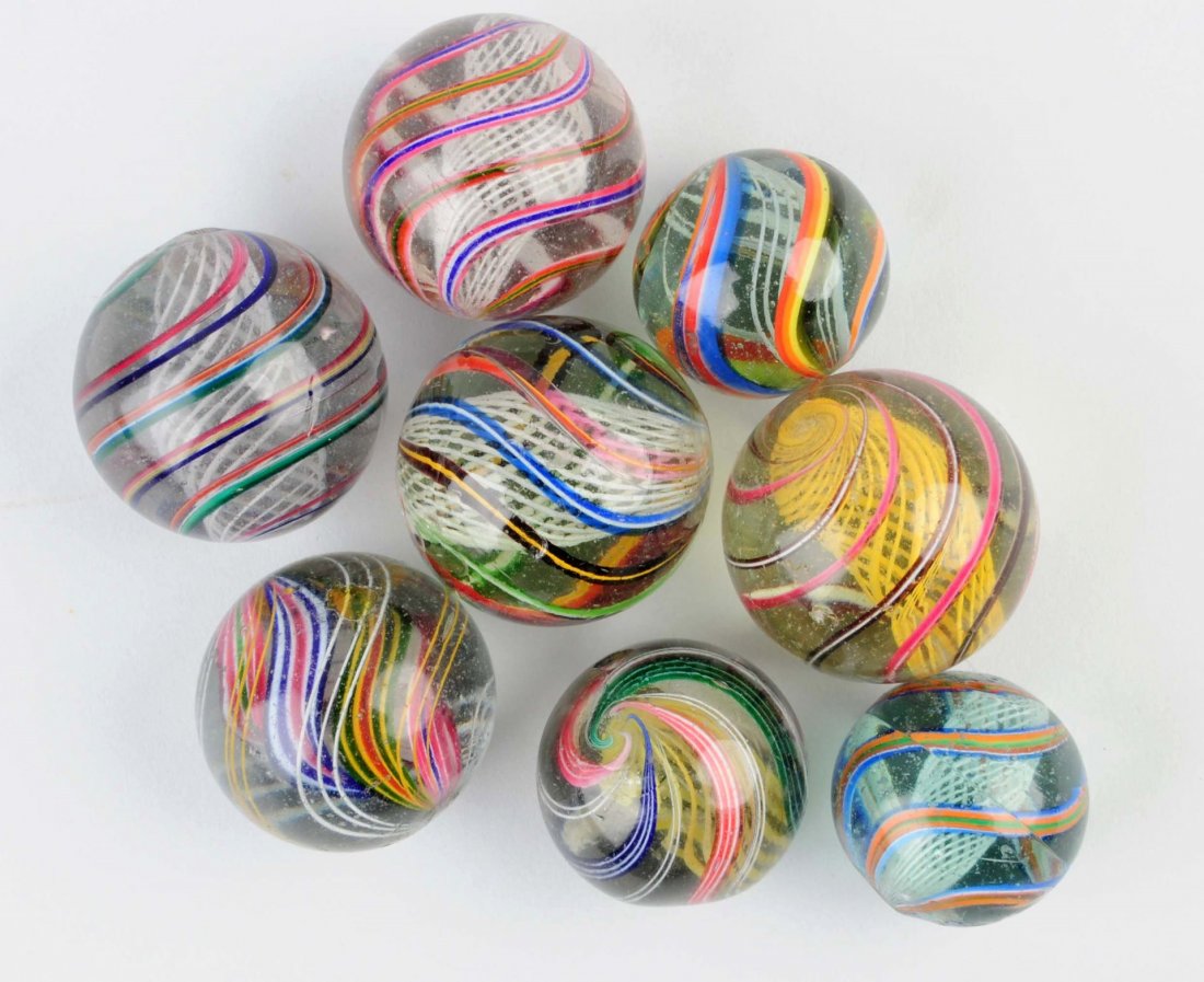 Lot Of 8: Large Swirl Marbles. (1 of 1)