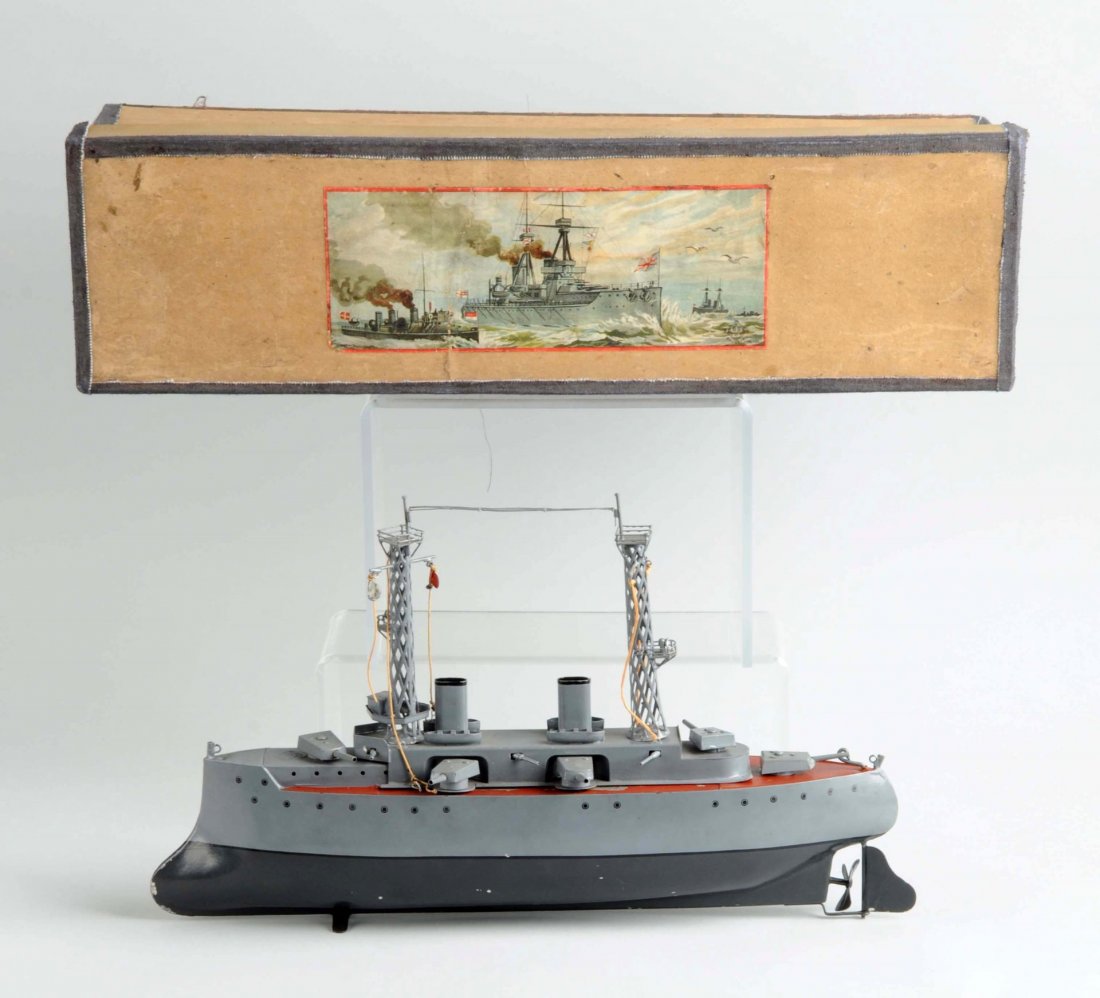 German Hand Painted Clockwork Bing Battleship. (1 of 3)