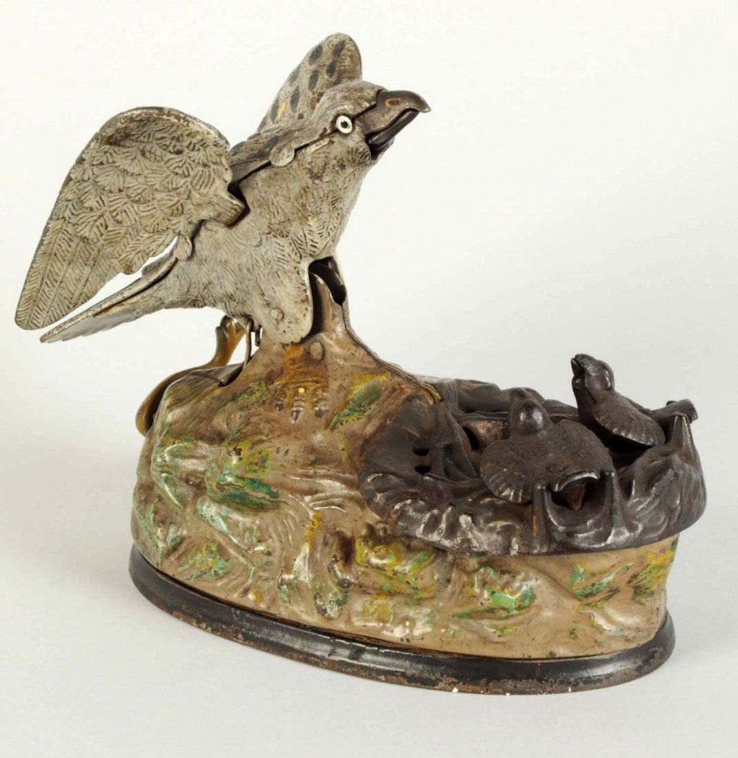 Eagle & Eaglets Mechanical Bank. (1 of 4)