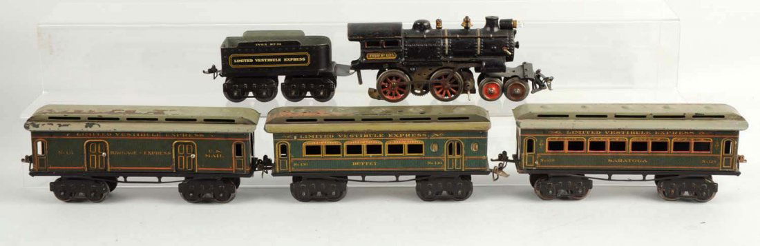 Lot Of 5: Ives No. 1125 Loco & 3 Passenger Cars. (1 of 2)