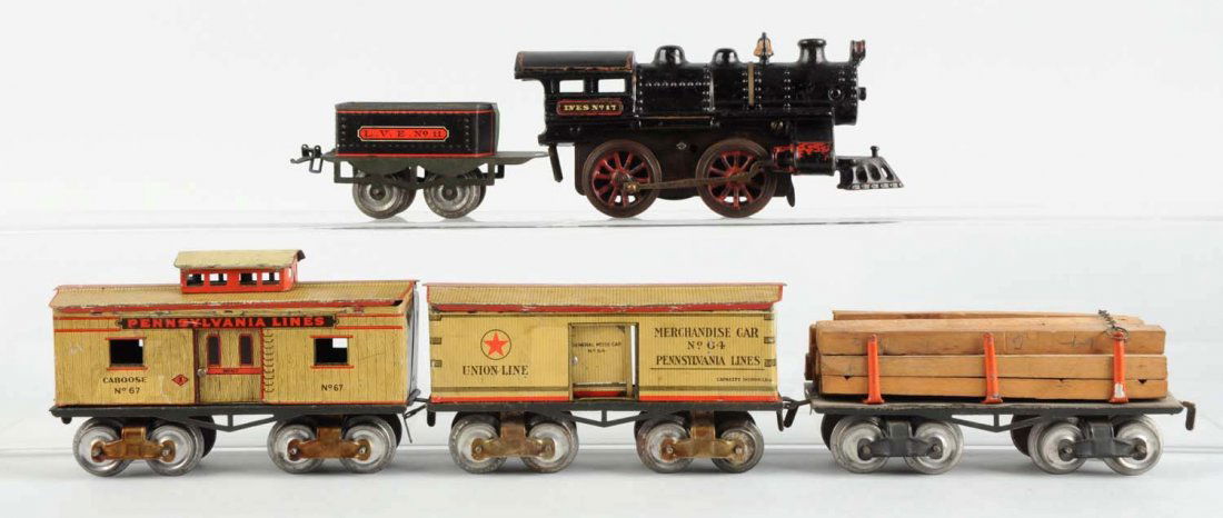 Ives No. 17 Loco, LVE 11 Tender, & 3 Cars. (1 of 2)