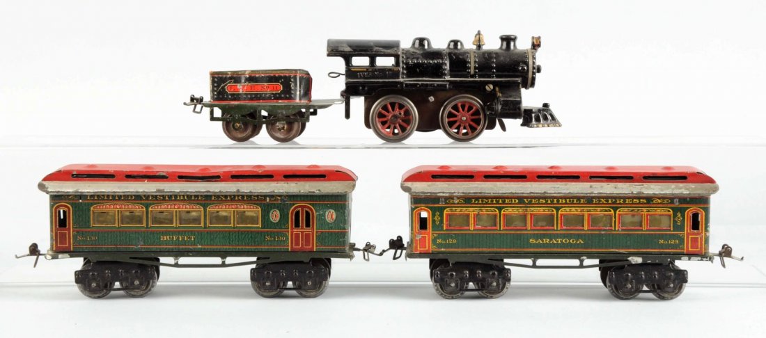 Lot Of 4: Ives 17 Locomotive, LVE Tender, & 2 Cars (1 of 2)