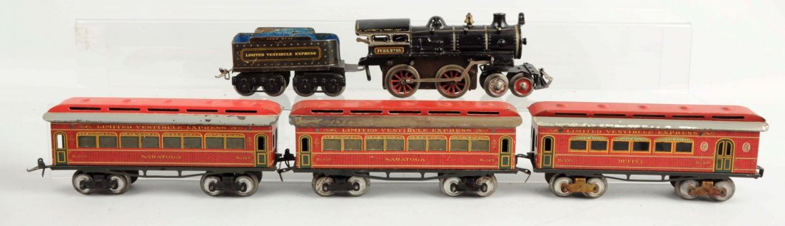 Lot Of 4: Ives No. 25 Loco, Tender, & 3 Cars. (1 of 2)