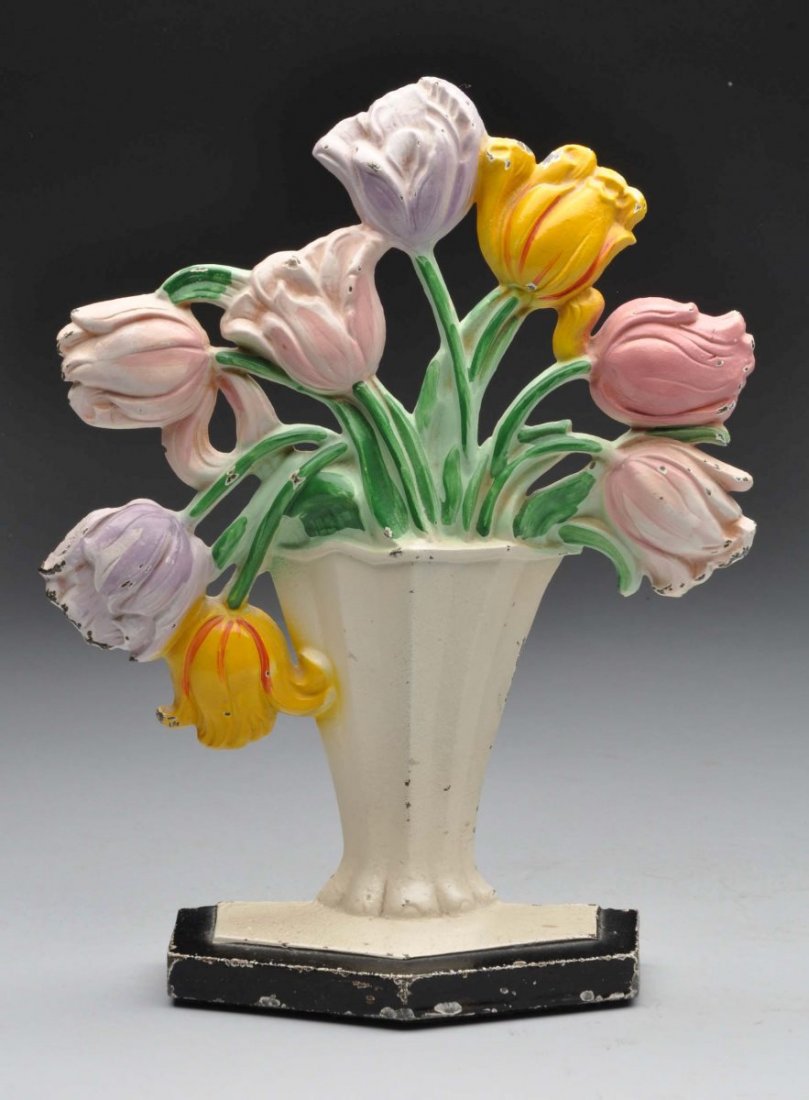 Cast Iron Tulips in Vase Flower Doorstop. (1 of 3)