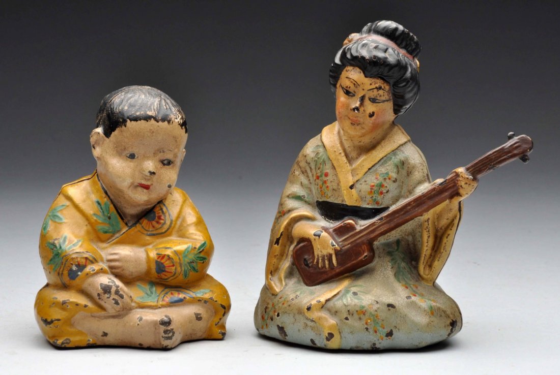 Lot of 2: Cast Iron Takeo & Geisha Doorstops. (1 of 2)