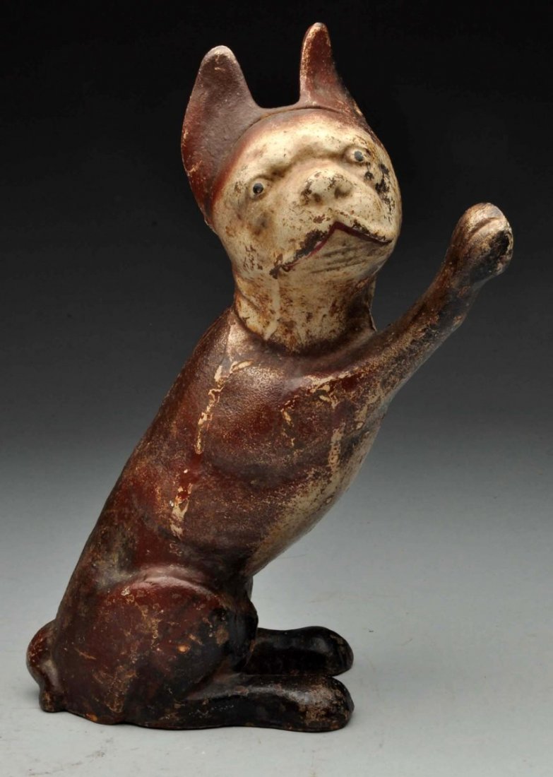 Cast Iron Boston Terrier With Paw Up Doorstop. (1 of 2)