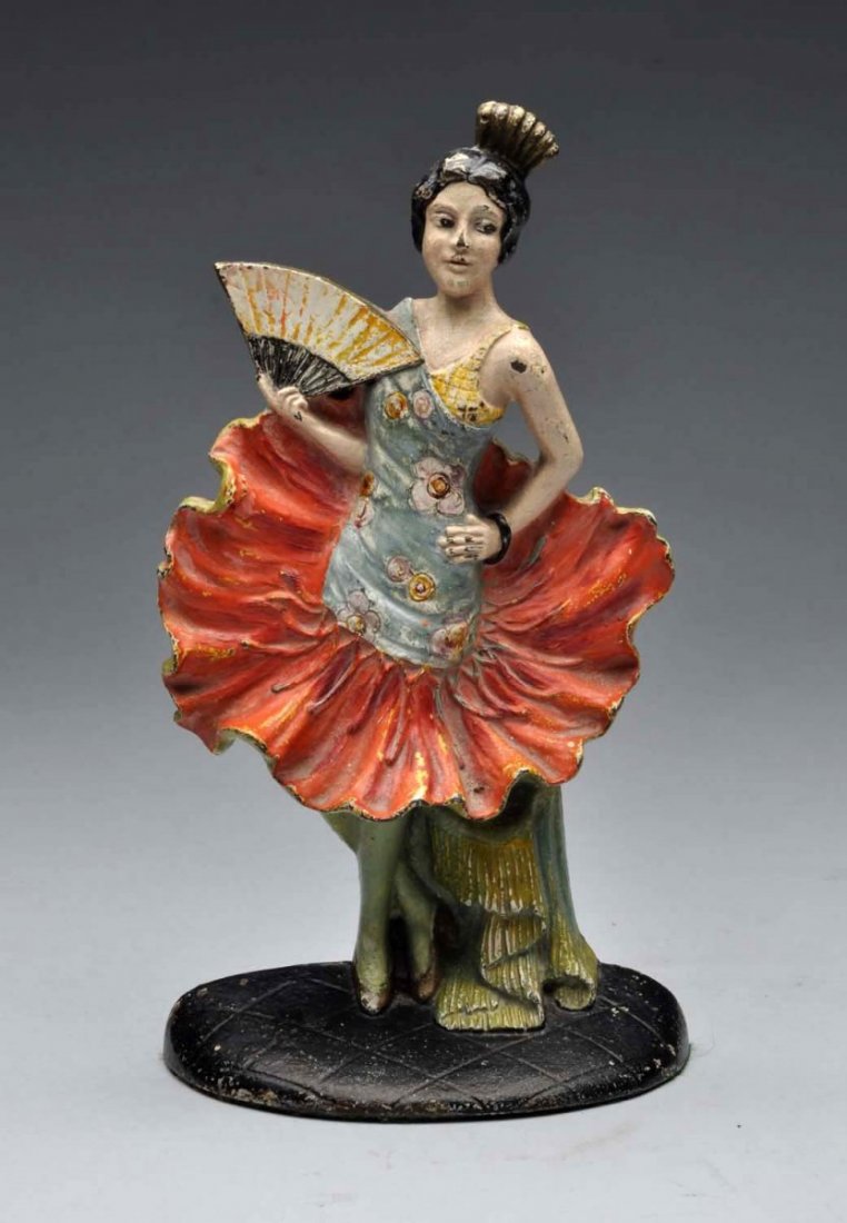 Cast Iron Spanish Lady With Fan Doorstop. (1 of 3)