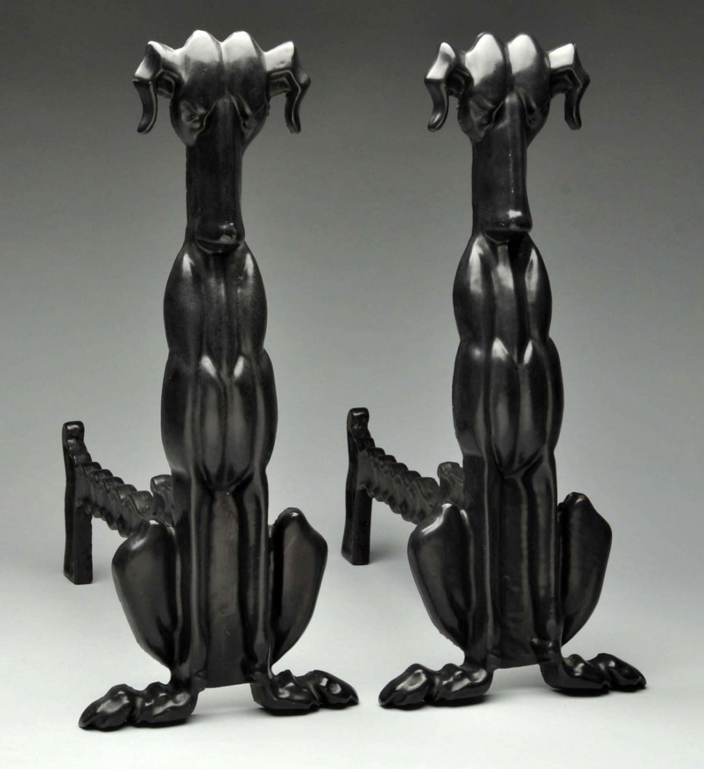 Cast Iron Whimsical Dog Andirons. (1 of 2)