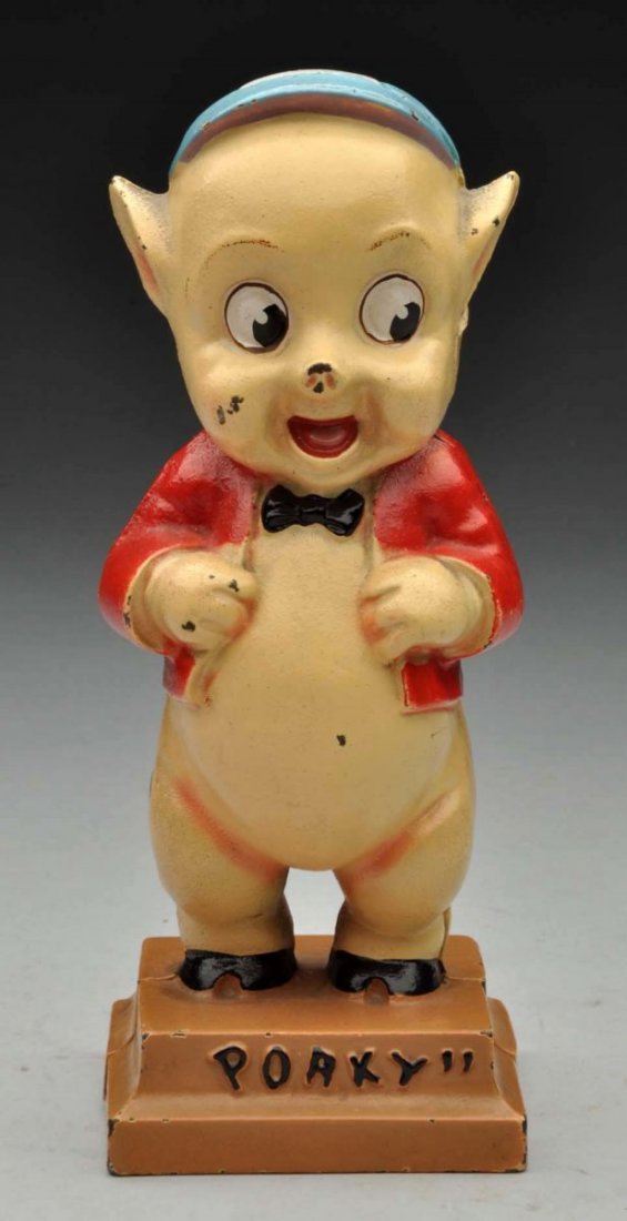 Cast Iron Porky Pig Still Bank. (1 of 3)