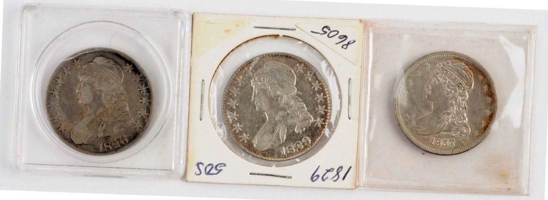Lot Of 3: Capped Bust Half Dollars. (1 of 2)