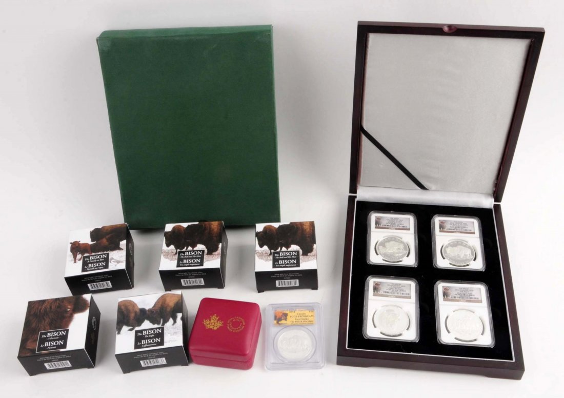 Lot Of 5: Royal Can. Mint $20 Silver Bison Coins. (1 of 2)