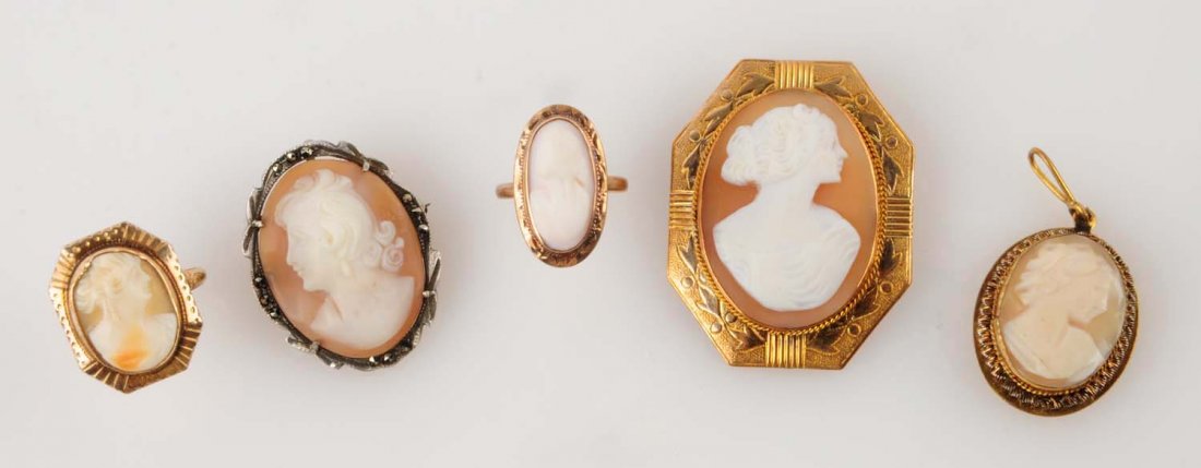 Lot Of 5: Shell Cameo Jewelry Items. (1 of 1)