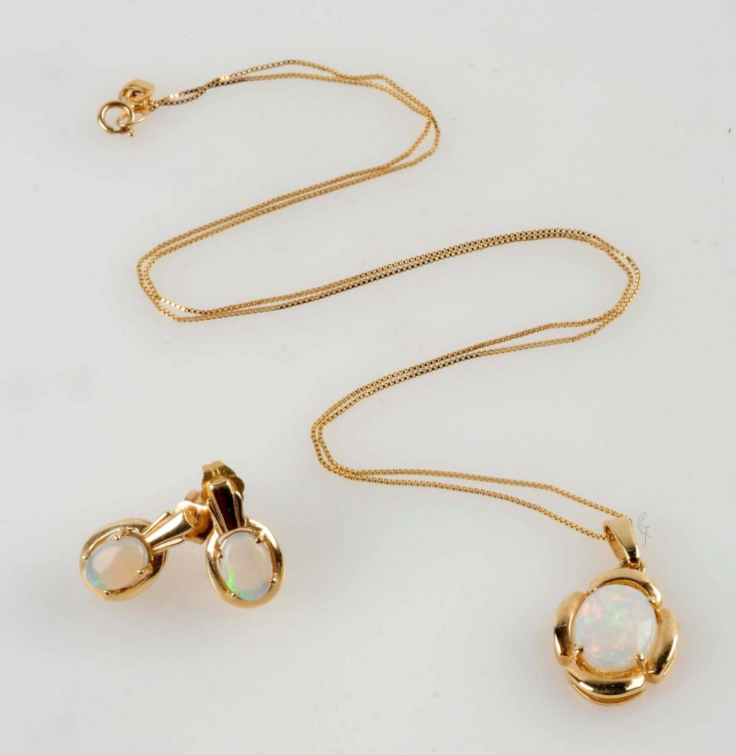 Lot Of 2: Opal Earrings With Pendant On Chain. (1 of 1)