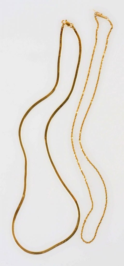 Lot Of 2: Yellow Gold Necklaces. (1 of 2)