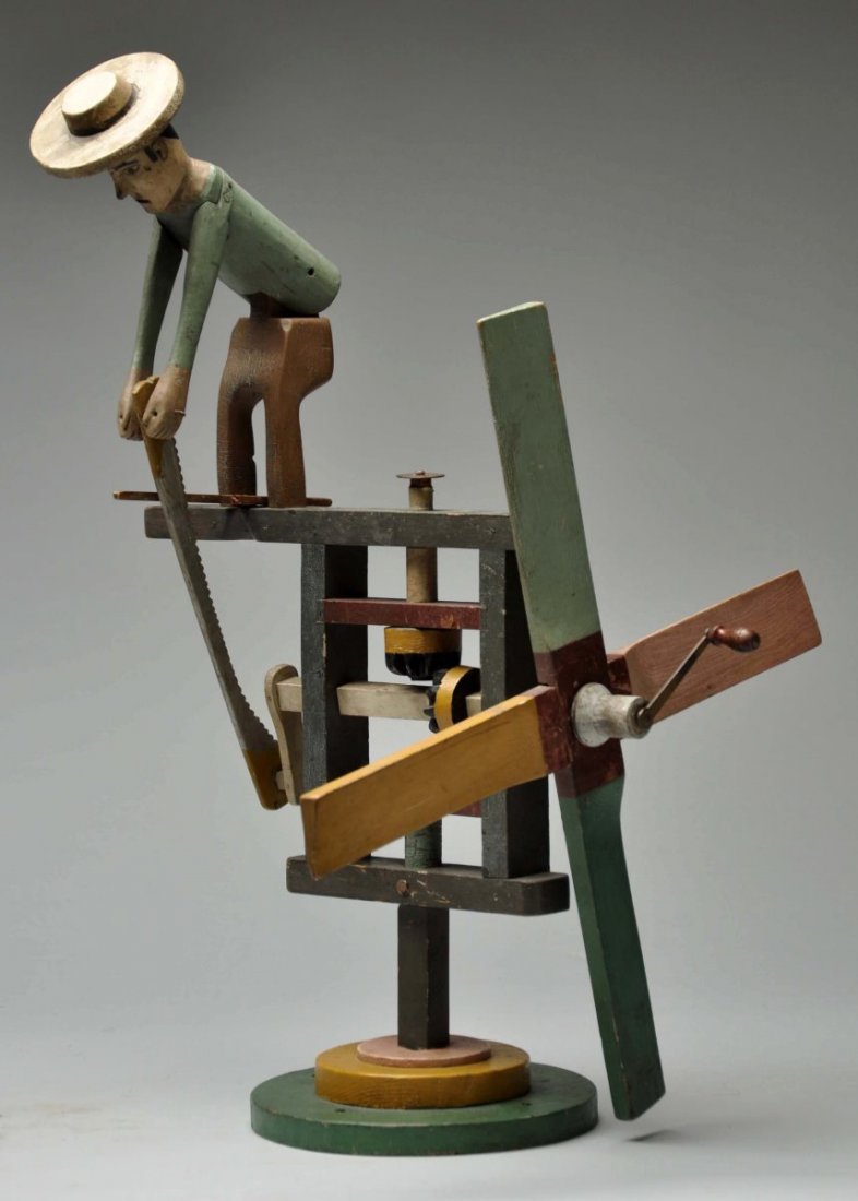 Folk Art Man with Windmill Whirligig. (1 of 3)