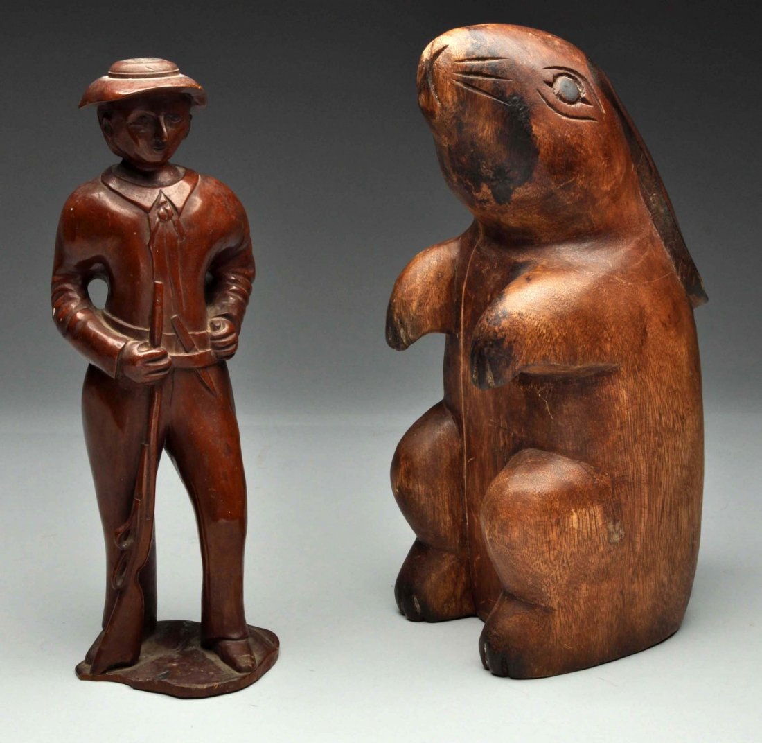 Lot Of 2: Handcarved Wooden Items. (1 of 5)