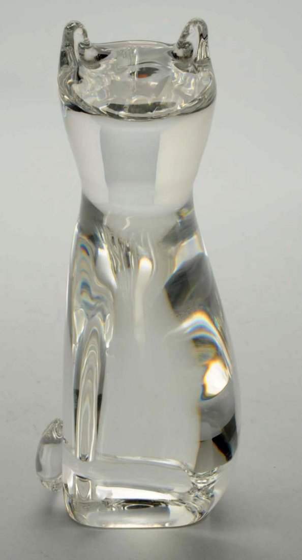 Steuben's Cat Art Glass.: Designer Donald Pollard 1960. Condition (Excellent). Size 8 - 1/2" T.
