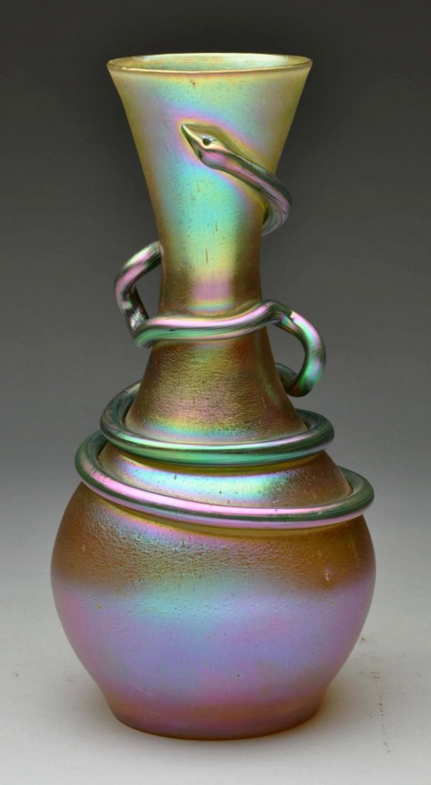 Loetz Type Snake Vase (1 of 3)