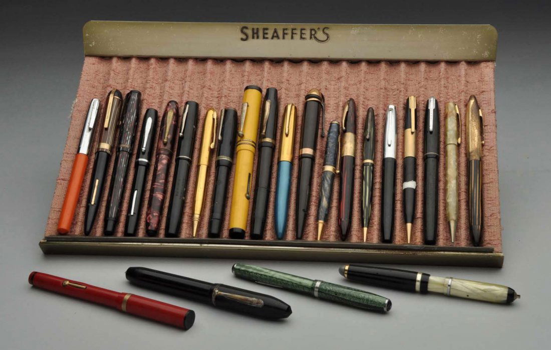 Lot of 24: Assorted Fountain Pens & Display. (1 of 8)