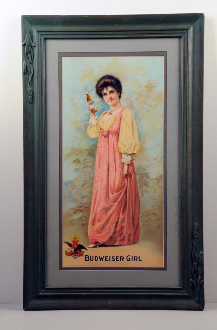 Anheuser-Busch Budweiser Girl Lithograph. (1 of 1)