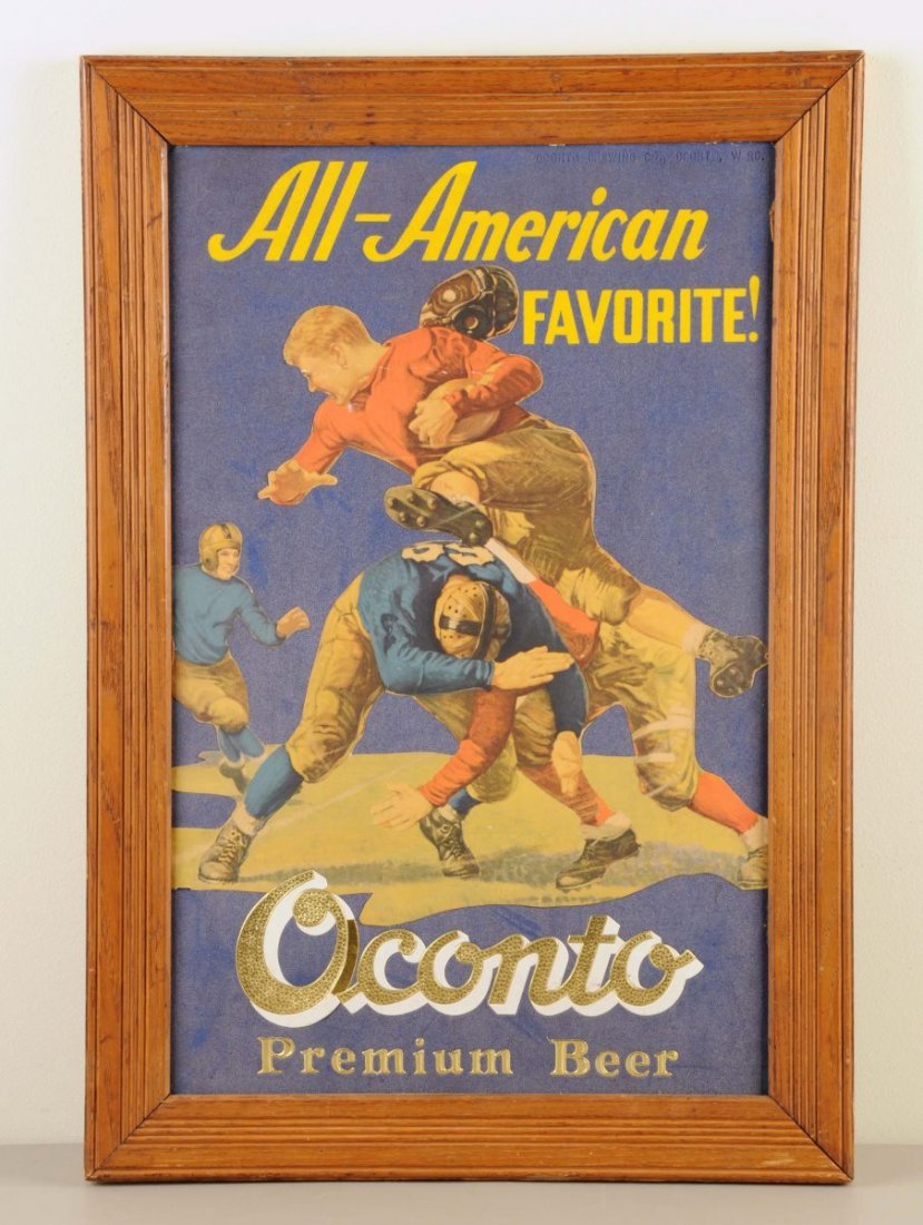 Oconto Premium Beer Football Advertising Sign. (1 of 1)