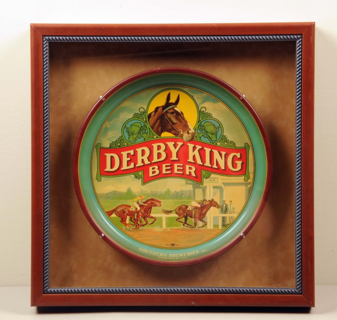 Derby King Beer Tin Lithograph Advertising Tray. (1 of 1)