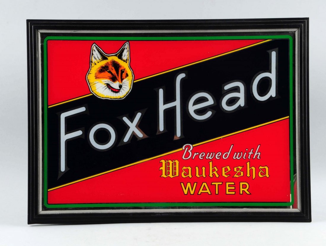 1930s-40s Fox Head Beer Reverse Glass Lighted Sign (1 of 3)