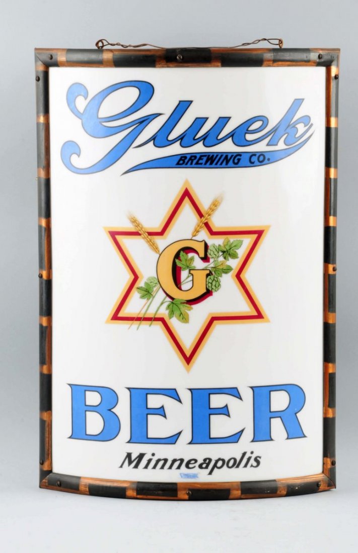 "Gluek Beer" Early Vitrolite Curved Sign. (1 of 1)