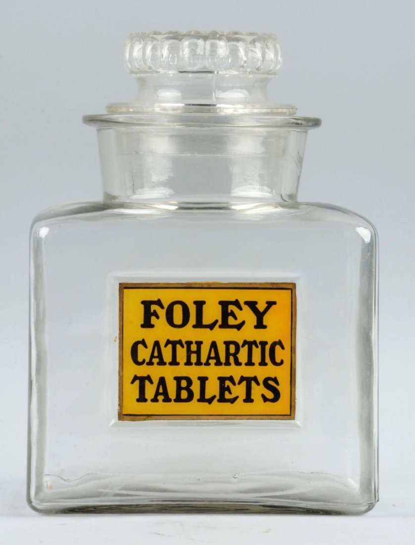 Foley Cathartic Tablets Drug Store Jar.: Nice jar with single label. Condition (Excellent). Size 10 - 1/2" T.