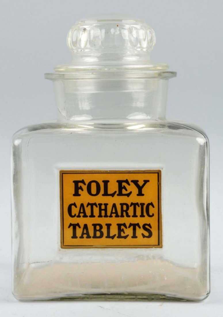 Foley Cathartic Tablets Drug Store Jar.: Nice jar with single label. Condition (Excellent). Size 10 - 1/2" T.