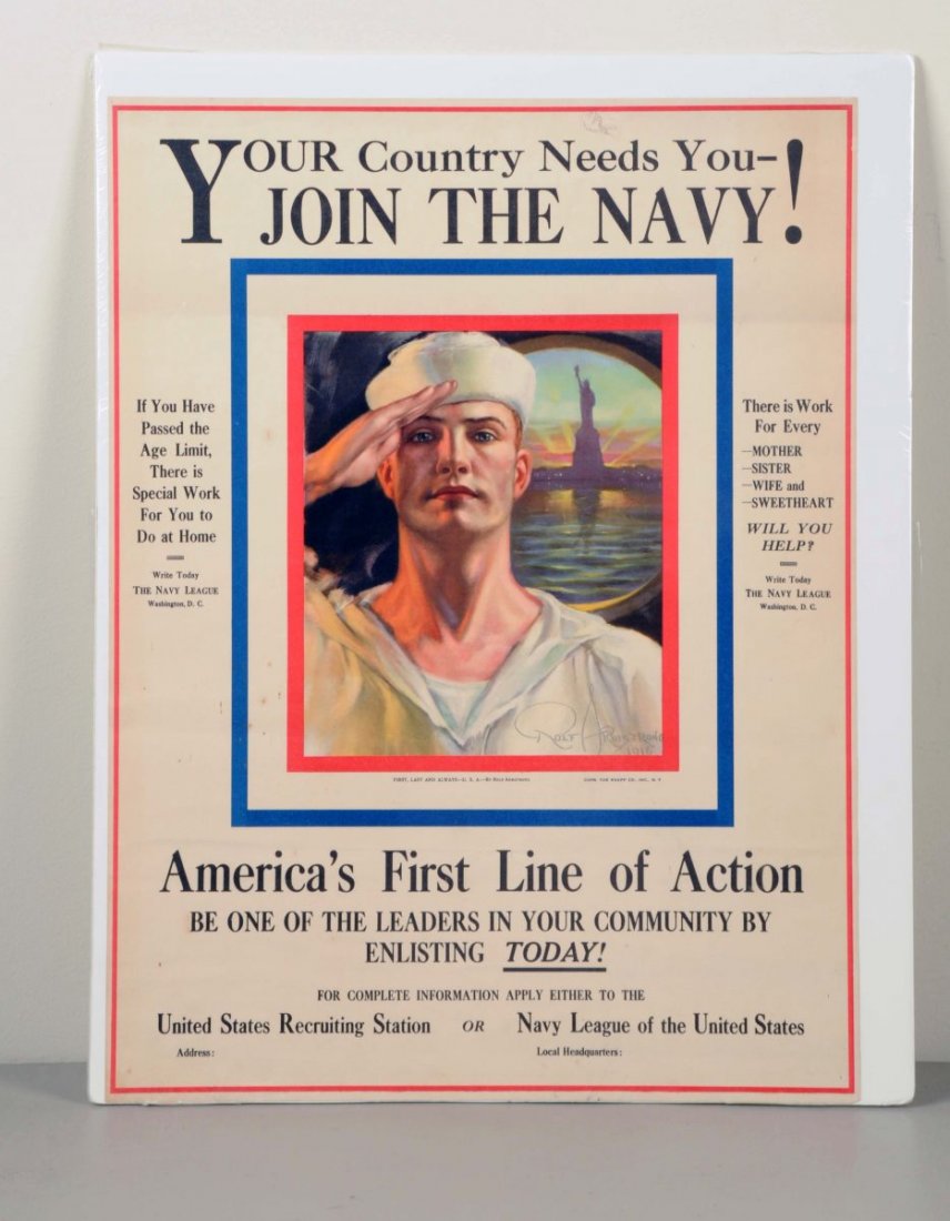 World War 1 Join the Navy Poster-Rolf Armstrong. (1 of 1)