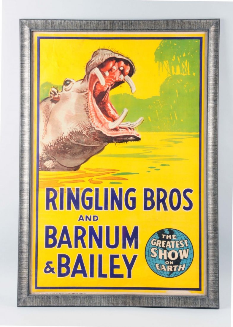 1944 Ringling Brothers Circus Poster-Hippo. (1 of 1)