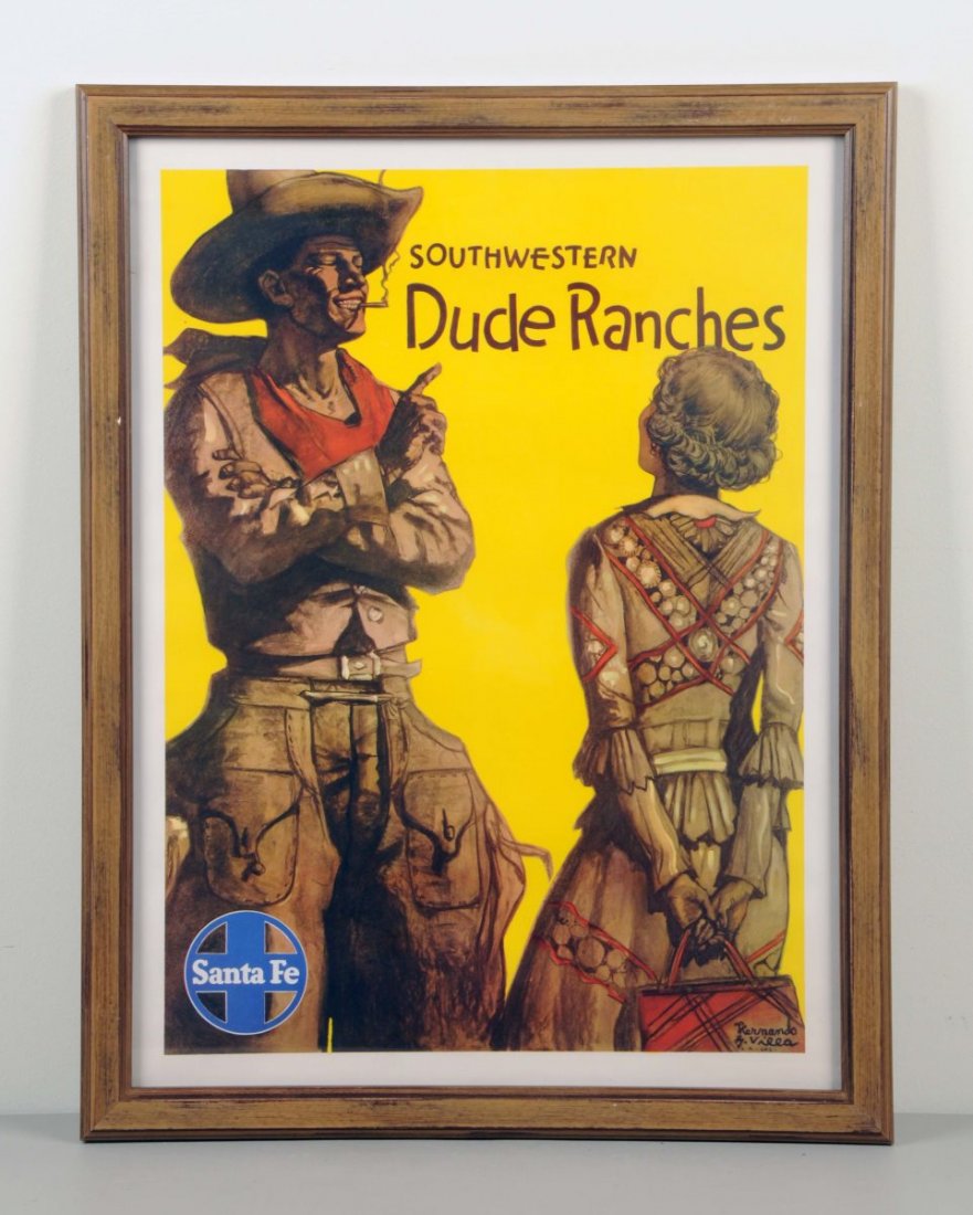 Santa Fe Railway Poster South Western Dude Ranches (1 of 1)