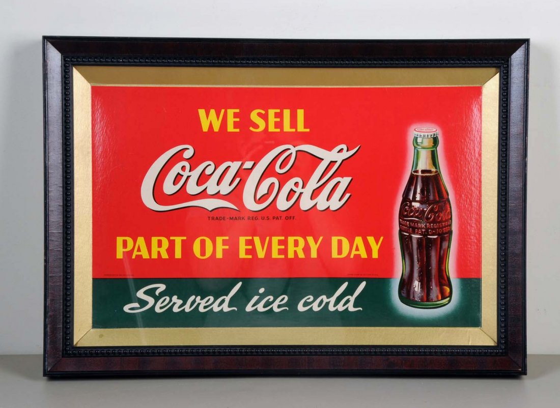 1942 Coca - Cola Self-Framed Cardboard Sign. (1 of 1)
