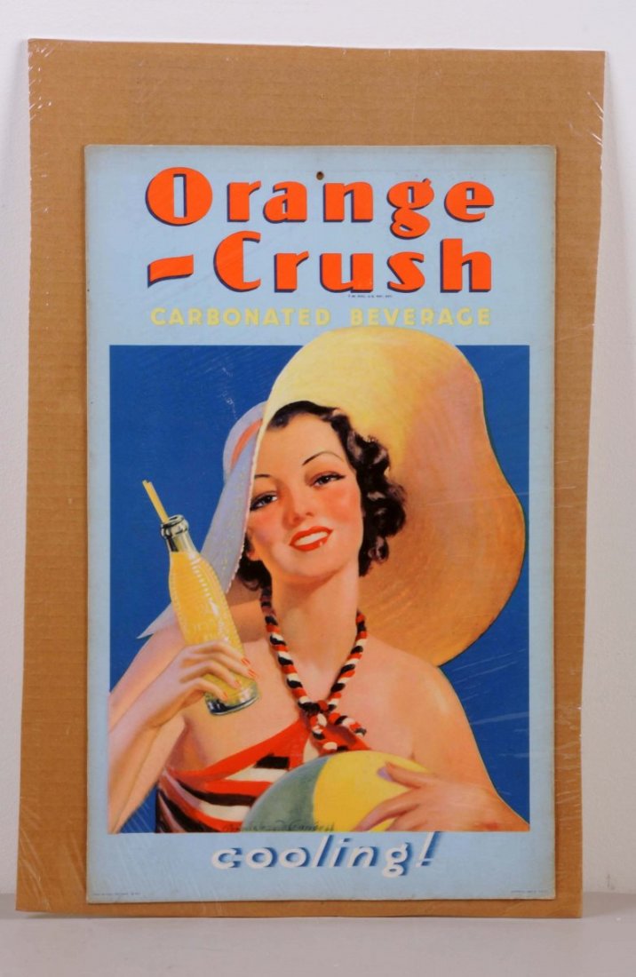 1937 Orange-Crush Cardboard Sign. (1 of 1)