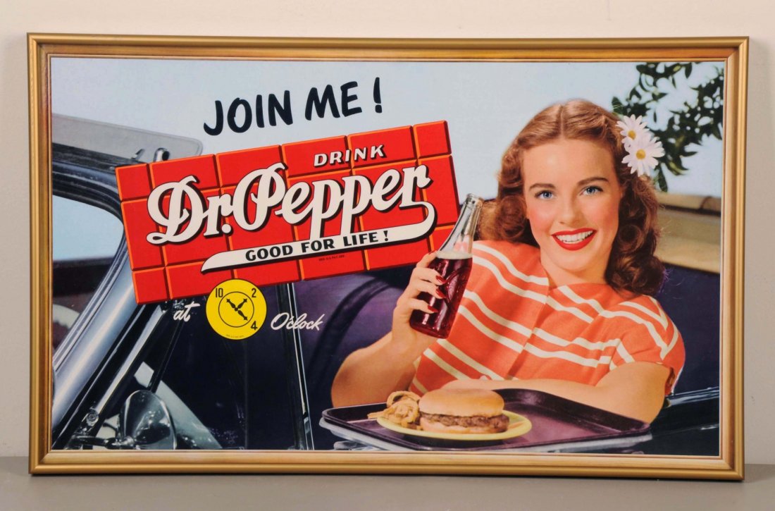 Framed 1940s Dr. Pepper Cardboard Poster. (1 of 1)