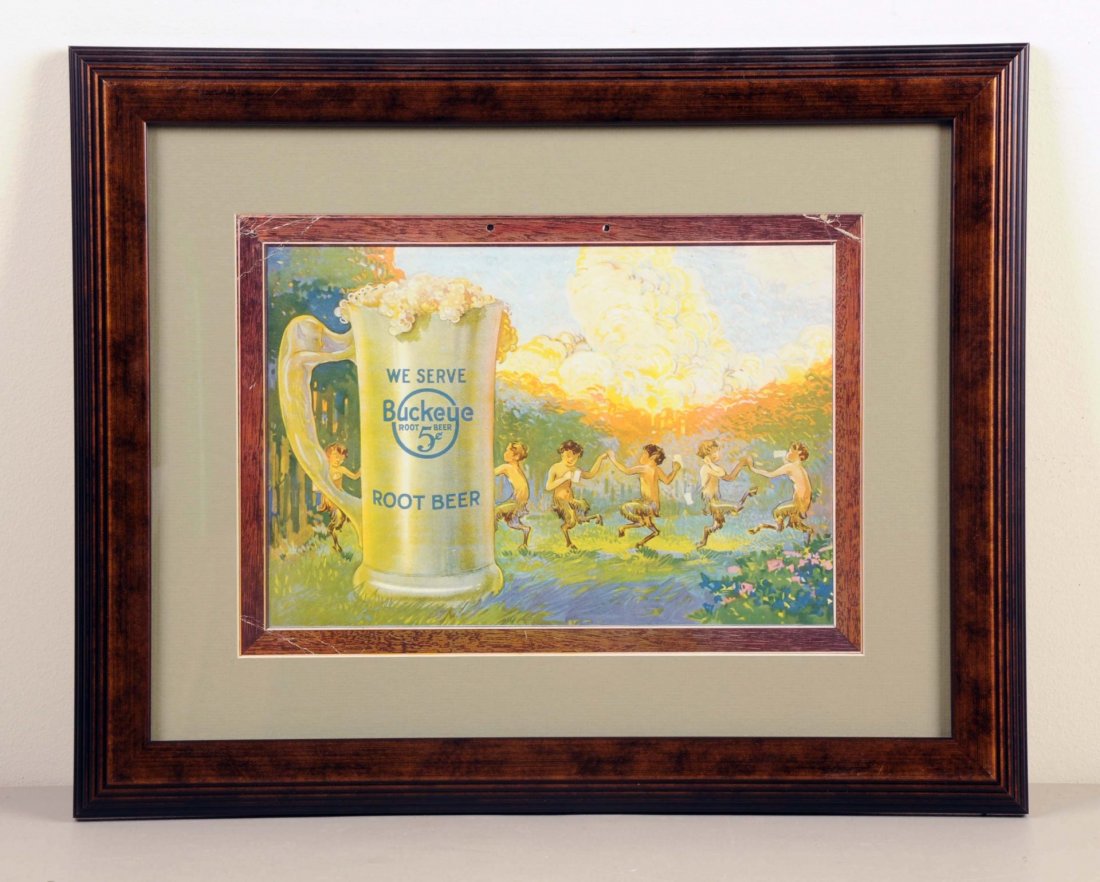 C. 1915 Buckeye Root Beer Cardboard Sign. (1 of 1)