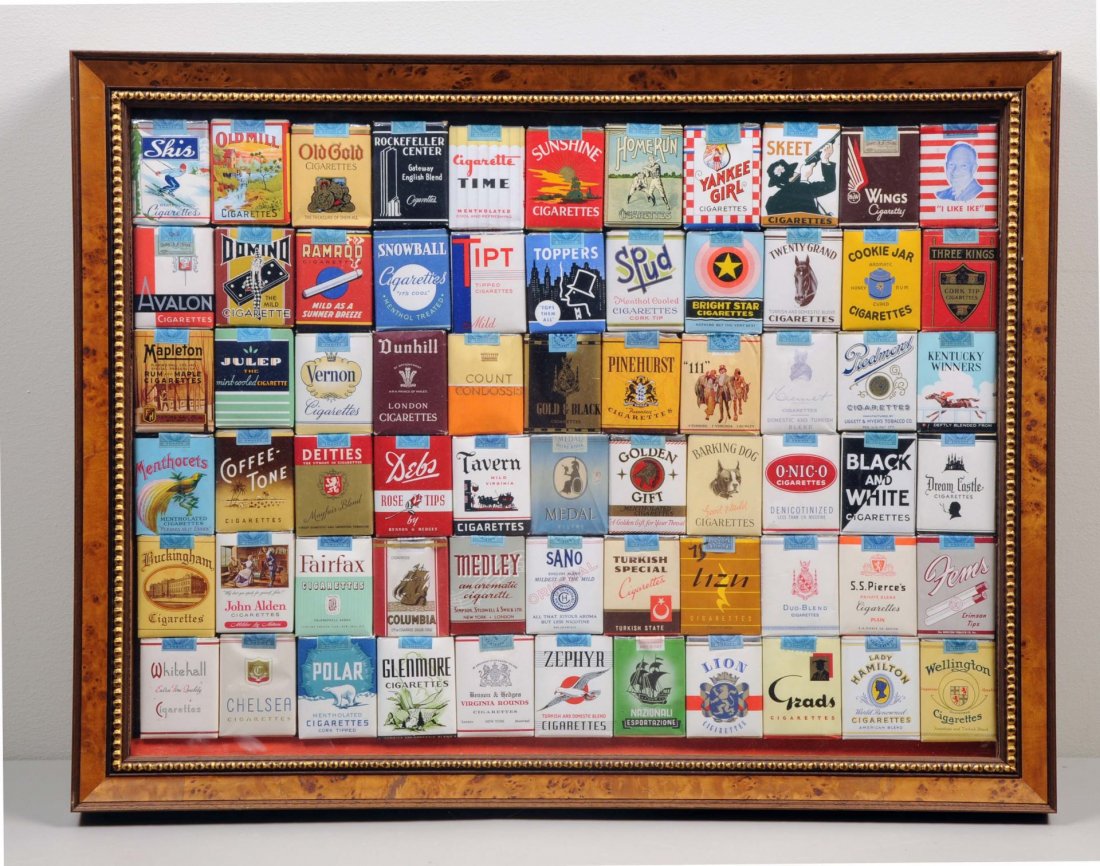 Lot Of Framed Cigarette Packs. (1 of 1)