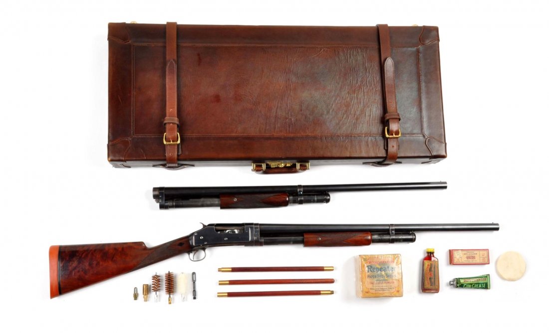 **1897 Winchester 2 Barrel Set Black-Diamond Trap.: Serial # 209487 This very old Winchester was built in 1903. It was a special order two barrel set. One barrel measures 26" and choked cylinder bore. The bore is bright and shiny it's full length. The 