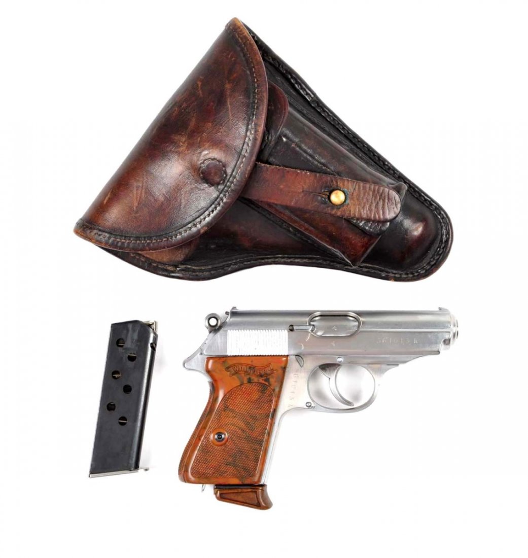 **Nazi Marked Walther Model PPK Pistol.: Serial # 361013K Serial number is 361013K, caliber is 7.65 mm (.380), barrel length is 3". This semi automatic pistol is a standard Nazi marked Walther PPK with the matching numbers and waffenamt stam