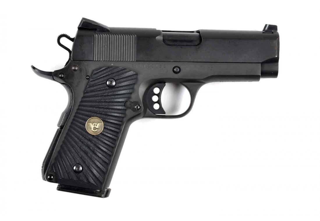 **RIA Compact Model 1911 Semi-Auto Pistol.: Serial # RIA1231521 .45 ACP with a 3-1/2" barrel. This is Rock Island’s rendition of the old Colt combat model. It has been updated with the matte finish, adjustable lightweight trigger, white dot f