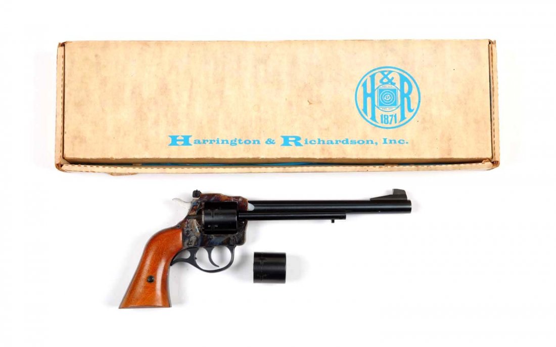 **Boxed H&R Model 686 D.A. Revolver.: Serial # BB036135 .22 rimfire caliber with a 7-1/2" barrel. Another near mint H&R from the same collection as the others. It is referred to as the convertible model as it comes with an extra cylinder,