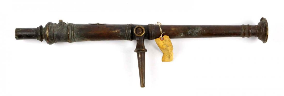Antique Lantaka Bronze Salute Cannon.: Offered is an antique bronze cannon with the detachable turret that would allow easy portability. They are from the famous collection of Mr. Theodore Offerman, many of who's items are picture in the b