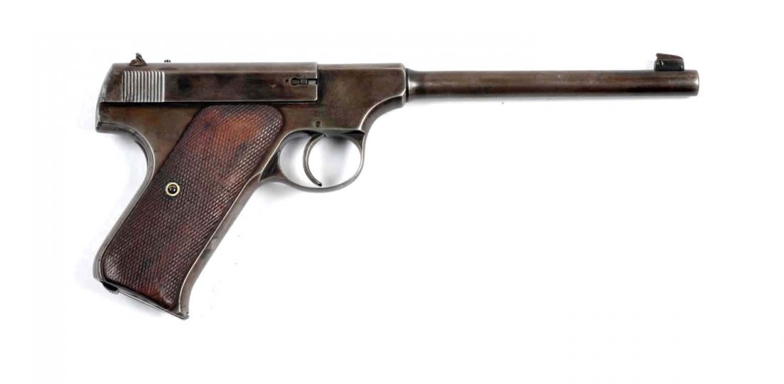 **Pre-War Colt Pre-Woodsman Semi-Automatic Pistol.: Serial # 17748 .22 rimfire caliber with a 6-1/2" barrel. This pre-Woodsman model was manufactured in 1920 and is standard in all respects with the target adjustable front sight, windage adjustable rea