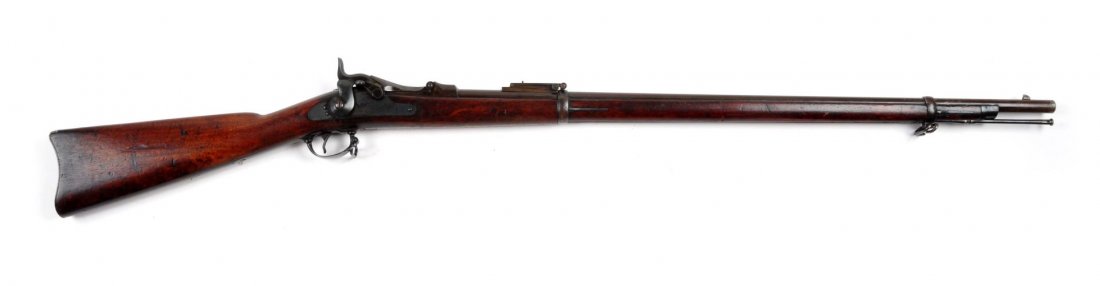 US Springfield Model 1884 Trapdoor Rifle (ID-ed).: Serial # 370155 Serial number 370155. Caliber is 45-70 GOVT. Barrel length is 32 5/8 inches. Standard issue, all original, 1884 trapdoor rifle. Has the 1884 rear sight. Block is stamped US Model 1884.
