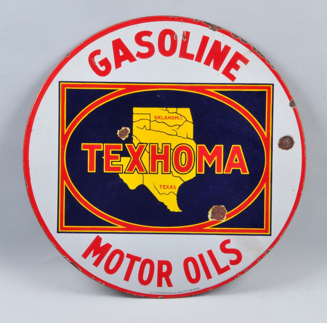 Texahoma Gasoline Motor Oils DSP Sign. (1 of 2)