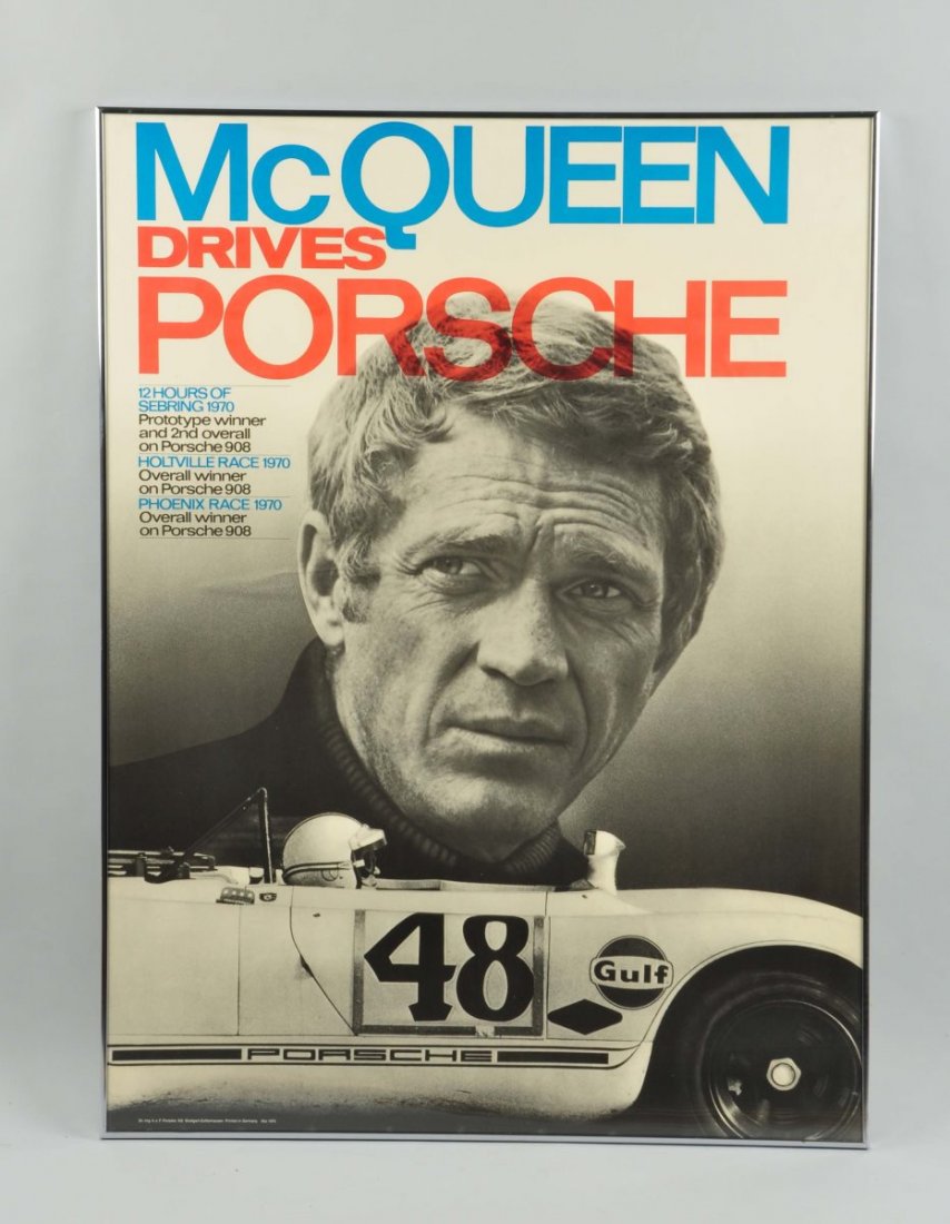 McQueen Drives Porsche 1970 Poster. (1 of 1)