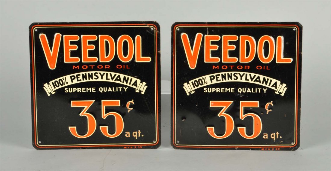 Lot Of 2: Veedol Motor Oil 100% Pennsylvania Signs (1 of 2)